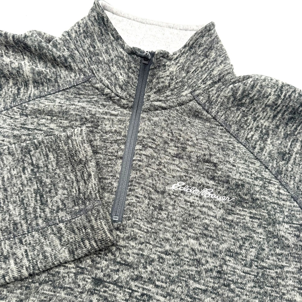 EDDIE BAUER Mens Large Gray Quarter Zip Pullover Knit Sweater Long Sleeve Sherpa